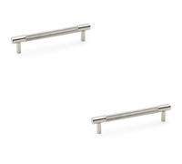 Loops 2 Pack - Knurled T Bar Door Pull Handle - Polished Nickel - 128mm Centres Premium Drawer