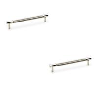 Loops 2 Pack - Knurled T Bar Door Pull Handle - Polished Nickel - 160mm Centres Premium Drawer