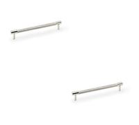 Loops 2 Pack - Knurled T Bar Door Pull Handle - Polished Nickel - 192mm Centres Premium Drawer