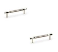 Loops 2 Pack - Knurled T Bar Door Pull Handle - Polished Nickel - 96mm Centres Premium Drawer