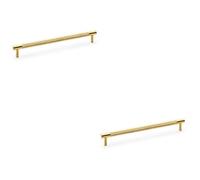Loops 2 Pack - Knurled T Bar Door Pull Handle - Satin Brass - 224mm Centres Premium Drawer