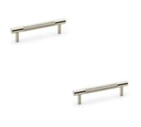 Loops 2 Pack - Knurled T Bar Door Pull Handle - Satin Nickel - 96mm Centres Premium Drawer
