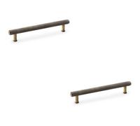 Loops 2 Pack - Knurled T Bar Pull Handle - Antique Brass - 160mm Centres Premium Drawer Door
