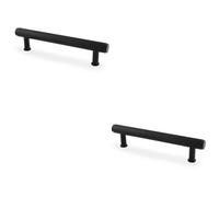 Loops 2 Pack - Knurled T Bar Pull Handle - Matt Black - 128mm Centres Premium Drawer Door