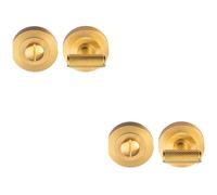Loops 2 Pack - Knurled T Bar Thumbturn & Release Lock - Satin Brass - Bathroom Door Wc