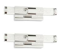 Loops 2 PACK LED Bathroom Twin Wall Light 2x 3W Warm White IP44 Modern Slim Strip Lamp Loops White