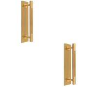 Loops 2 Pack - Lined Reeded Drawer Pull Handle & Matching Backplate - Satin Brass 200 X 40mm