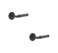 Loops 2 Pack Luxurious Dark Bronze Door Handle On Knurled Rose For Elegant Interiors - Solid Brass Interior Handle