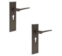Loops 2 Pack Luxurious Dark Bronze Euro Backplate Door Handle - Solid Brass Interior Handle