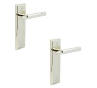 Loops 2 Pack Luxurious Polished Nickel Door Handle Latch Backplate For Elegant Interiors - Solid Brass Interior Lever
