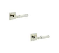 Loops 2 Pack Luxurious Polished Nickel Square Door Handle - Elegant Design For Home And Office - Solid Brass Interior Handle