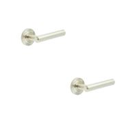 Loops 2 Pack Luxurious Satin Nickel Door Handle With Chamfered Rose Design - Solid Brass Interior Handle