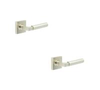 Loops 2 Pack Luxurious Satin Nickel Square Door Handle For Elegant Spaces - Solid Brass Interior Handle
