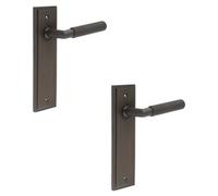 Loops 2 Pack Luxury Dark Bronze Door Handle Latch Backplate With Versatile Mounting Options - Solid Brass Interior Handle