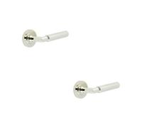 Loops 2 Pack Luxury Polished Nickel Door Handle On Plain Rose - Solid Brass Interior Handle