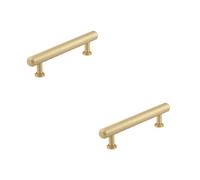Loops 2 Pack Luxury Stepped Cabinet Handle In Satin Brass - 128mm - Kitchen Drawer Pull Handle