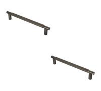 Loops 2 Pack - Luxury T Bar Knurled Pull Handle - 450mm Matt Bronze - Kitchen Door Cabinet