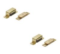 Loops 2 Pack - Magnetic Cupboard Door Catch 36.5mm Fixing Centres 3.5Kg Pull Electro Brassed