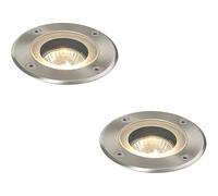 Loops 2 PACK Marine Grade IP65 Round Ground Light - 50W GU10 - Stainless Steel in Metallics Loops Metallics