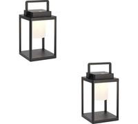 Loops 2 Pack Matt Black & Diffused Dimmable Lamp - Usb Chargeable Led Lantern - Ip44 Outdoor Table Light