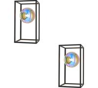Loops 2 Pack Matt Black Table Lamp - Iridescent Glass Shade - 3W Led G9