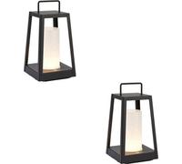 Loops 2 Pack Matt Black & White Candle Dimmable Lamp - Usb Chargeable Led Lantern - Ip44 Outdoor Table Light