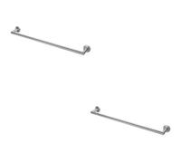 Loops 2 Pack - Mitred Bathroom Single Towel Rail Concealed Fix 600mm Centres Satin Steel