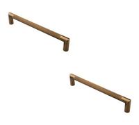 Loops 2 Pack - Mitred Reeded Door Pull Handle - 320mm X 20mm - 300mm Centres Antique Brass