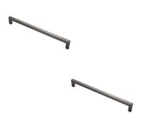 Loops 2 Pack - Mitred Square Bar Pull Handle - Matt Black - 450mm Centres D Type Door Drawer
