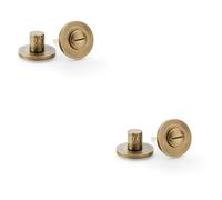 Loops 2 PACK - Modern Hammered Thumbturn & Release Lock - Italian Brass - Bathroom Door WC