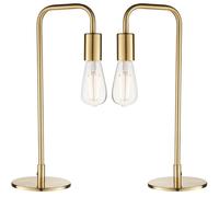 Loops 2 PACK Modern Hangman Table Lamp Brass Industrial Arm Bedside Desk Light Base in Metallics Loops Metallics