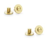 Loops 2 Pack - Modern Knurled Thumbturn & Release Lock - Satin Brass - Bathroom Door Wc