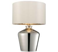 Loops 2 PACK Modern Mirror Table Lamp Gloss Chrome Glass & Ivory Shade Feature Bedside Light in Clear Loops Clear