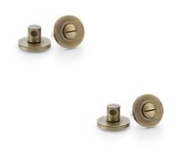 Loops 2 Pack - Modern Plain Thumbturn & Release Lock - Antique Brass - Bathroom Door Wc