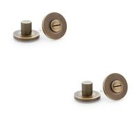 Loops 2 PACK - Modern Reeded Thumbturn & Release Lock - Lined Antique Brass - Bathroom Door