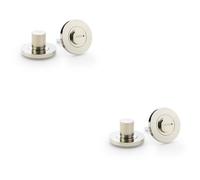 Loops 2 Pack - Modern Reeded Thumbturn & Release Lock - Lined Polished Nickel - Bathroom Door