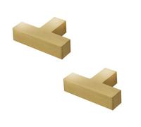 Loops 2 Pack Modern T Bar Square Cupboard Knob In Satin Brass - Elegant & Durable Design - Kitchen Cabinet Knob