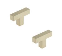 Loops 2 Pack Modern T-Bar Square Cupboard Knob In Satin Nickel Finish - Kitchen Cabinet Knob