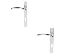 Loops 2 Pack - Multi-Point Locking Door Handle Euro Profile Slim Arched Satin Chrome Left Hand