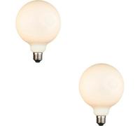 Loops 2 Pack Opal Glass 12W E27 G125 Led Light Bulb - Dimmable Warm White - 1400Lm 3000K