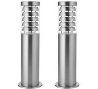 Loops 2 PACK Outdoor Garden Bollard Light Stainless Steel Outside Path LED Lamp Post in Metallics Loops Metallics