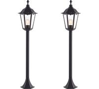 2 Pack | 1M Outdoor Lamp Post Lantern Light | Matt Black & Clear Glass | Traditional Garden Bollard Lamp | Patios, Pathways & Driveways |60W E27 LED Compatible | IP44 External Weatherproof Lighting