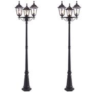 Loops 2 PACK Outdoor Lantern Lamp Post Matt Black & Glass 2.3m Tall 3 Light Bollard Loops Black