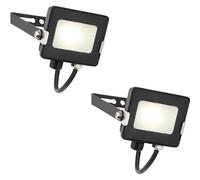 Loops 2 PACK Outdoor Waterproof LED Floodlight - 10W Cool White LED - Matt Black Loops Black