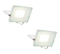 Loops 2 PACK Outdoor Waterproof LED Floodlight - 50W Cool White LED - Matt White Loops White