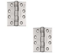Loops 2 Pack - Pair 13 Ball Bearing Radius Door Hinge - 102 X 76mm Satin Stainless Steel