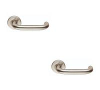 Loops 2 Pack - Pair 19mm Round Bar Safety Handle On Round Rose Concealed Fix 201 Satin Steel