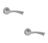 Loops 2 Pack - Pair Angular Twisted Door Handle On Round Rose Concealed Fix Satin Chrome