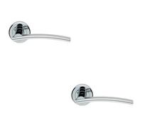 Loops 2 Pack - Pair Arched Slim Bar Door Handle On Round Rose Polished & Satin Chrome