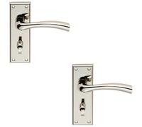 Loops 2 Pack - Pair Chunky Curved Bathroom Door Handle Backplate 150X50mm Polished Nickel